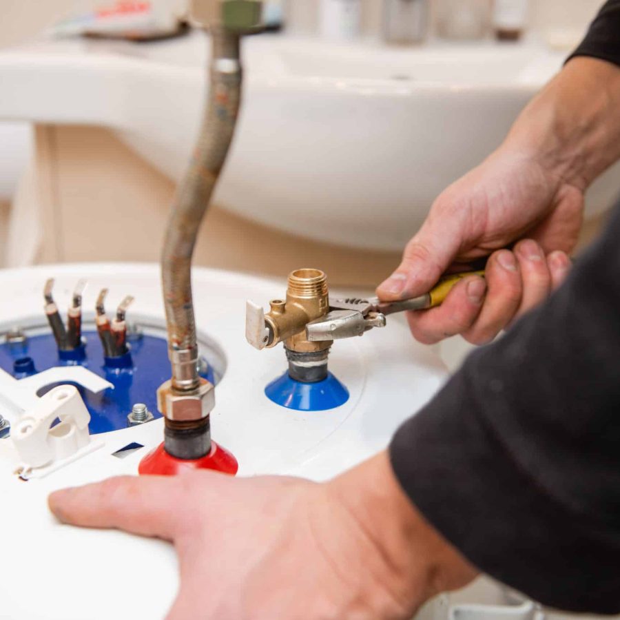 Close-up of gas line connection to the unit